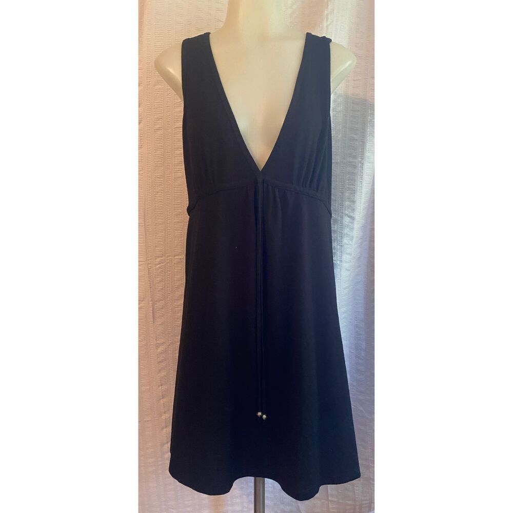 Portocruz Black Open Back Tie Halter Swim Cover Up Dress